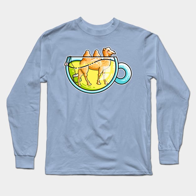 Camel-Mile-Tea Kawaii Cute Chamomile Tea Pun Long Sleeve T-Shirt by freeves